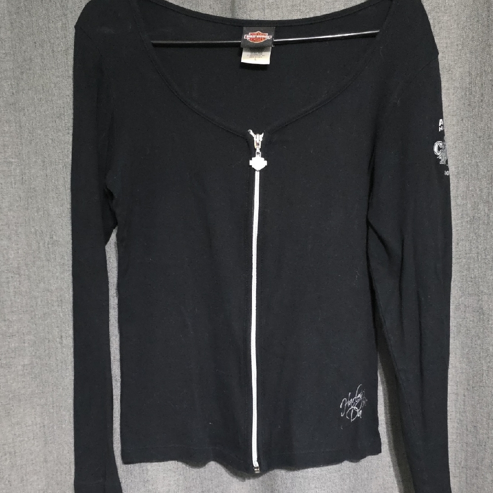 Harley-Davidson Black Long Sleeve Zip-Up Tee